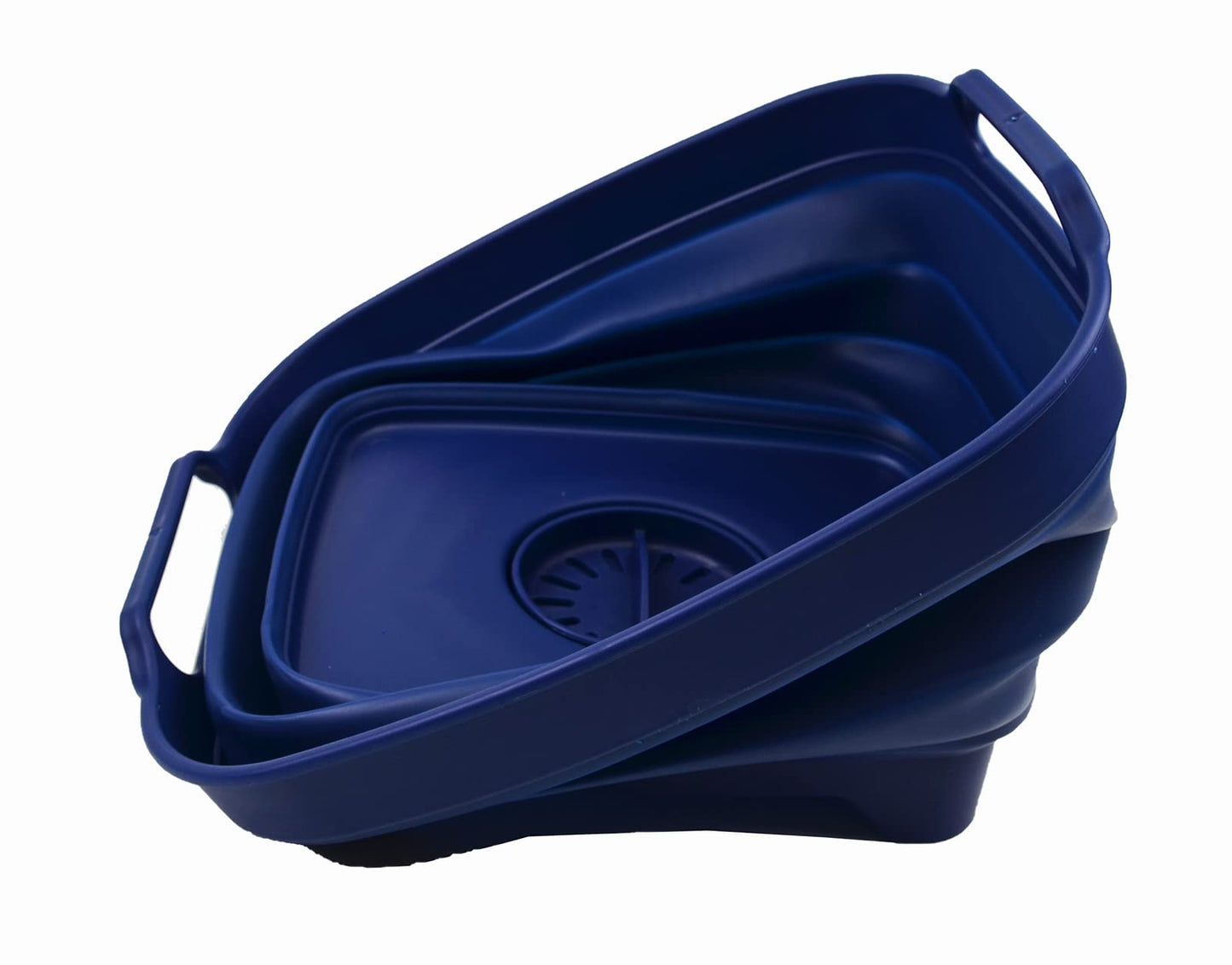 SAMMART 7.5L Collapsible Dishpan with Draining Plug - Foldable Washing Basin - Portable Dish Washing Tub - Space Saving Kitchen Storage Tray (Royal Blue, 1)