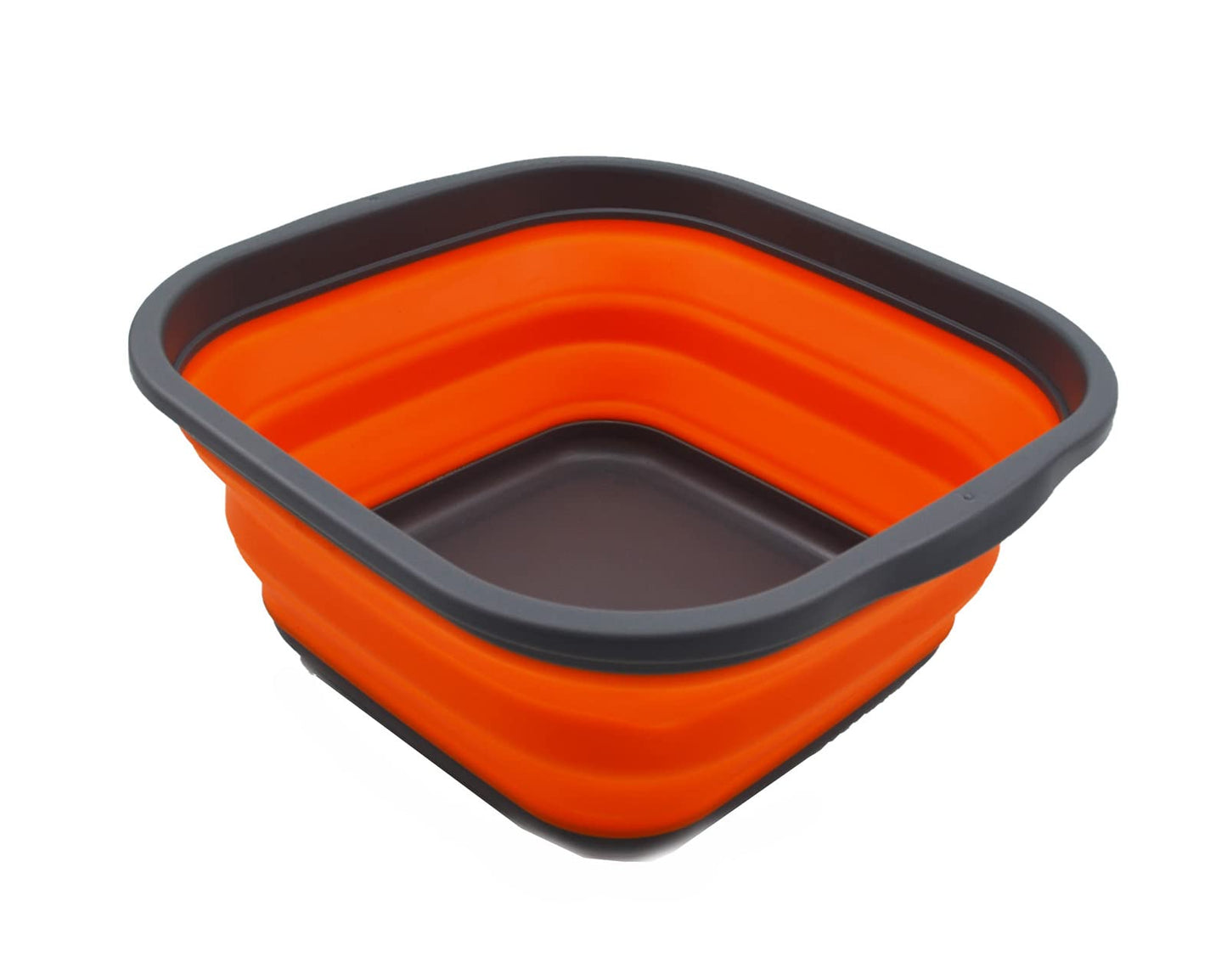 SAMMART 5.5L Collapsible Tub - Foldable Dish Tub - Portable Washing Basin - Space Saving Plastic Washtub (Grey/Orange)