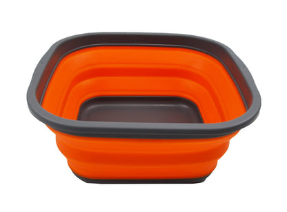 SAMMART 5.5L Collapsible Tub - Foldable Dish Tub - Portable Washing Basin - Space Saving Plastic Washtub (Grey/Orange)