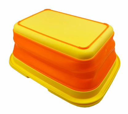 SAMMART 9.2L Collapsible Tub with Handle - Portable Outdoor Picnic Basket/Crater - Foldable Shopping Bag - Space Saving Storage Container… (Yellow/Carrot)