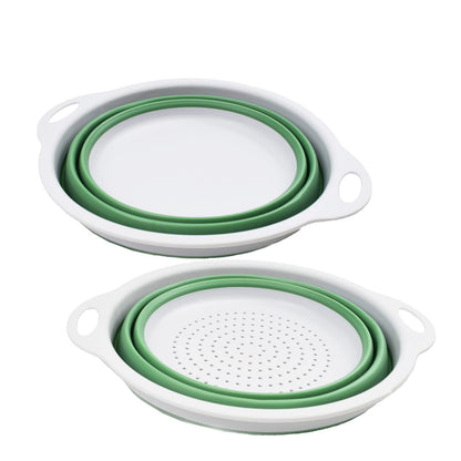 SAMMART 2.6L Collapsible TPE/PP Colander & Bowl Set. Foldable Washing Basin - Portable Dish Washing Tub - Space Saving Colander