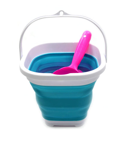 SAMMART Set of 3-2.6L Super Mini Sqare Collapsible Plastic Bucket - Foldable Square Tub - Portable Fishing Water Pail - Space Saving Outdoor Waterpot (3)