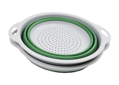 SAMMART 2.6L Collapsible TPE/PP Colander & Bowl Set. Foldable Washing Basin - Portable Dish Washing Tub - Space Saving Colander