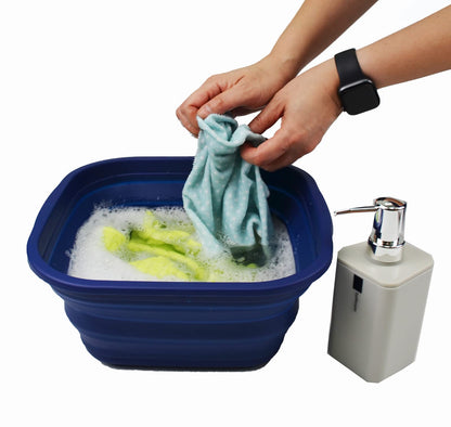 SAMMART 5.5L Collapsible Tub - Foldable Dish Tub - Portable Washing Basin - Space Saving Plastic Washtub (Royal Blue)