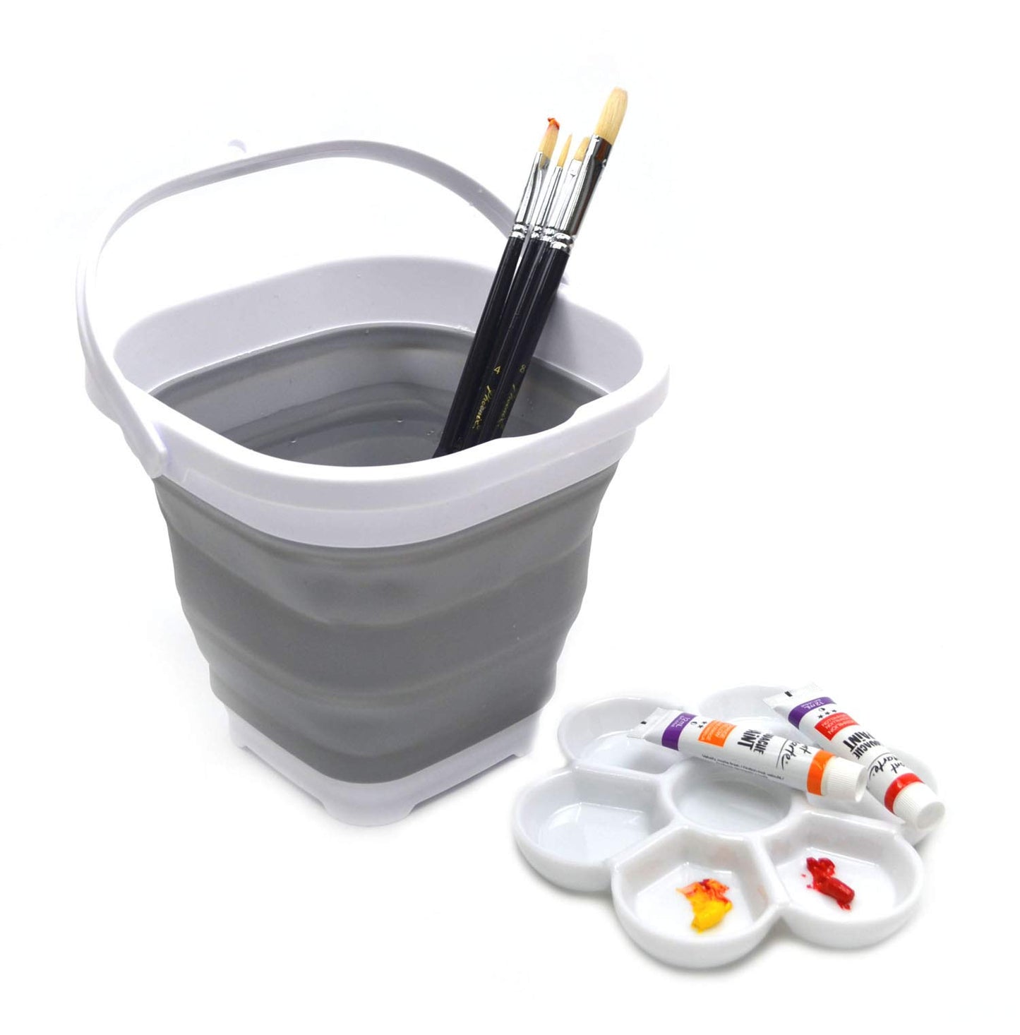 SAMMART Set of 3-2.6L Super Mini Sqare Collapsible Plastic Bucket - Foldable Square Tub - Portable Fishing Water Pail - Space Saving Outdoor Waterpot (3)