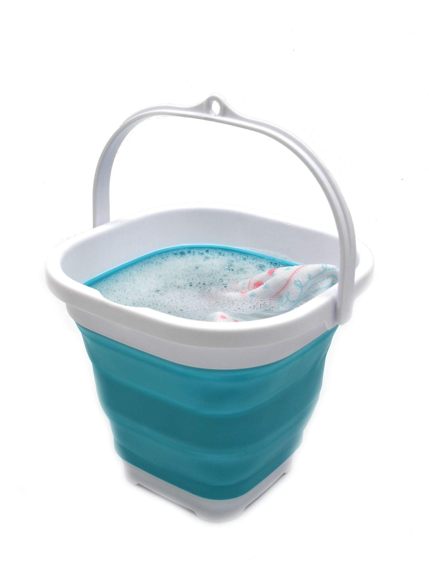 SAMMART Set of 3-2.6L Super Mini Sqare Collapsible Plastic Bucket - Foldable Square Tub - Portable Fishing Water Pail - Space Saving Outdoor Waterpot (3)