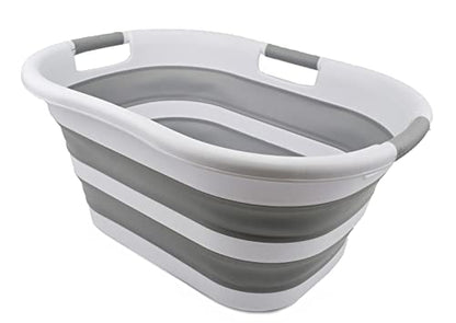 SAMMART 40L Collapsible Plastic Laundry Basket - Space Saving Storage Container/Organizer - Portable Washing Tub - Foldable Pop Up Hamper/Basket