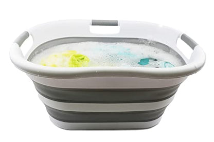 SAMMART 40L Collapsible Plastic Laundry Basket - Space Saving Storage Container/Organizer - Portable Washing Tub - Foldable Pop Up Hamper/Basket
