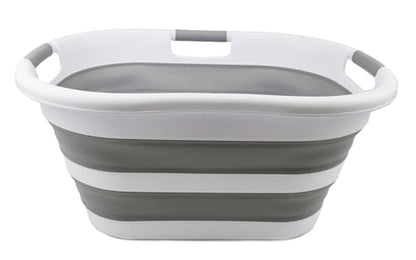 SAMMART 40L Collapsible Plastic Laundry Basket - Space Saving Storage Container/Organizer - Portable Washing Tub - Foldable Pop Up Hamper/Basket